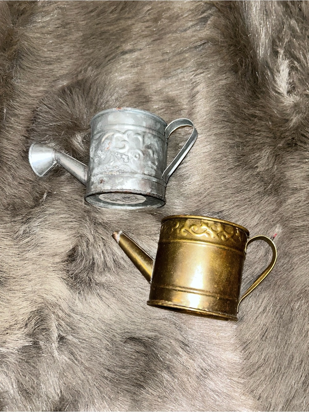 Vintage elegant expression galvanized & Brass mini Watering Can flawed